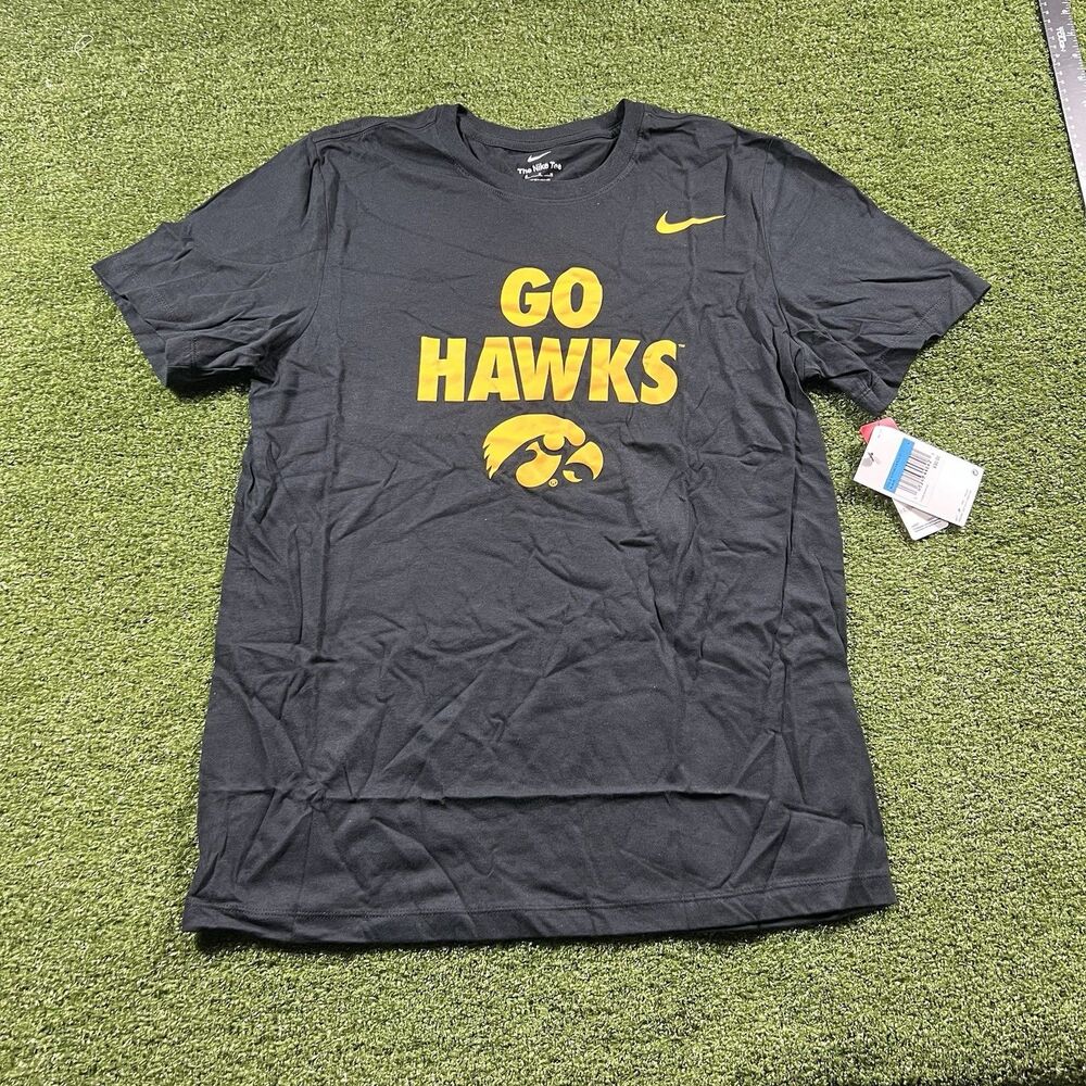 NWT Iowa Hawkeyes Go Hawks NCAA Men's Black Nike T-Shirt M New With Bag